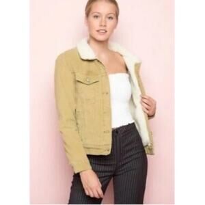 Brandy Melville John Galt Corduroy Sherpa Lined Trucker Jacket